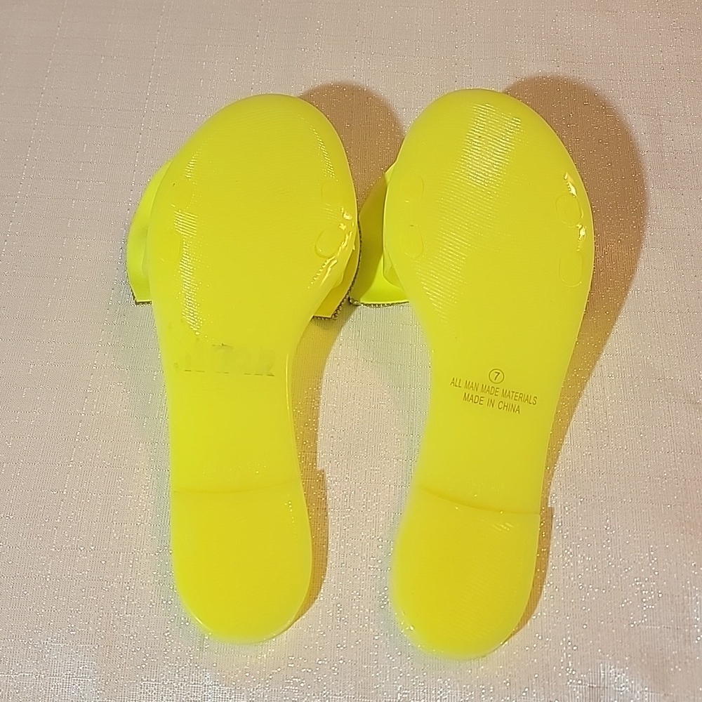 Liliana Rhinestone Embellished Bow Neon Jelly Slides Sandals - Picture 5 of 10